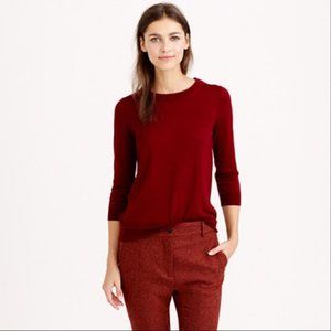 J Crew 100% Merino Wool Tippi Crew Neck Sweater in Burgundy